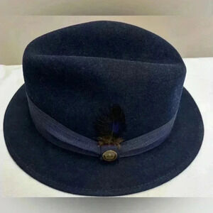 GOORIN BROS. Authentic Men’s Wool Fedora Hat Color Blue Size Medium